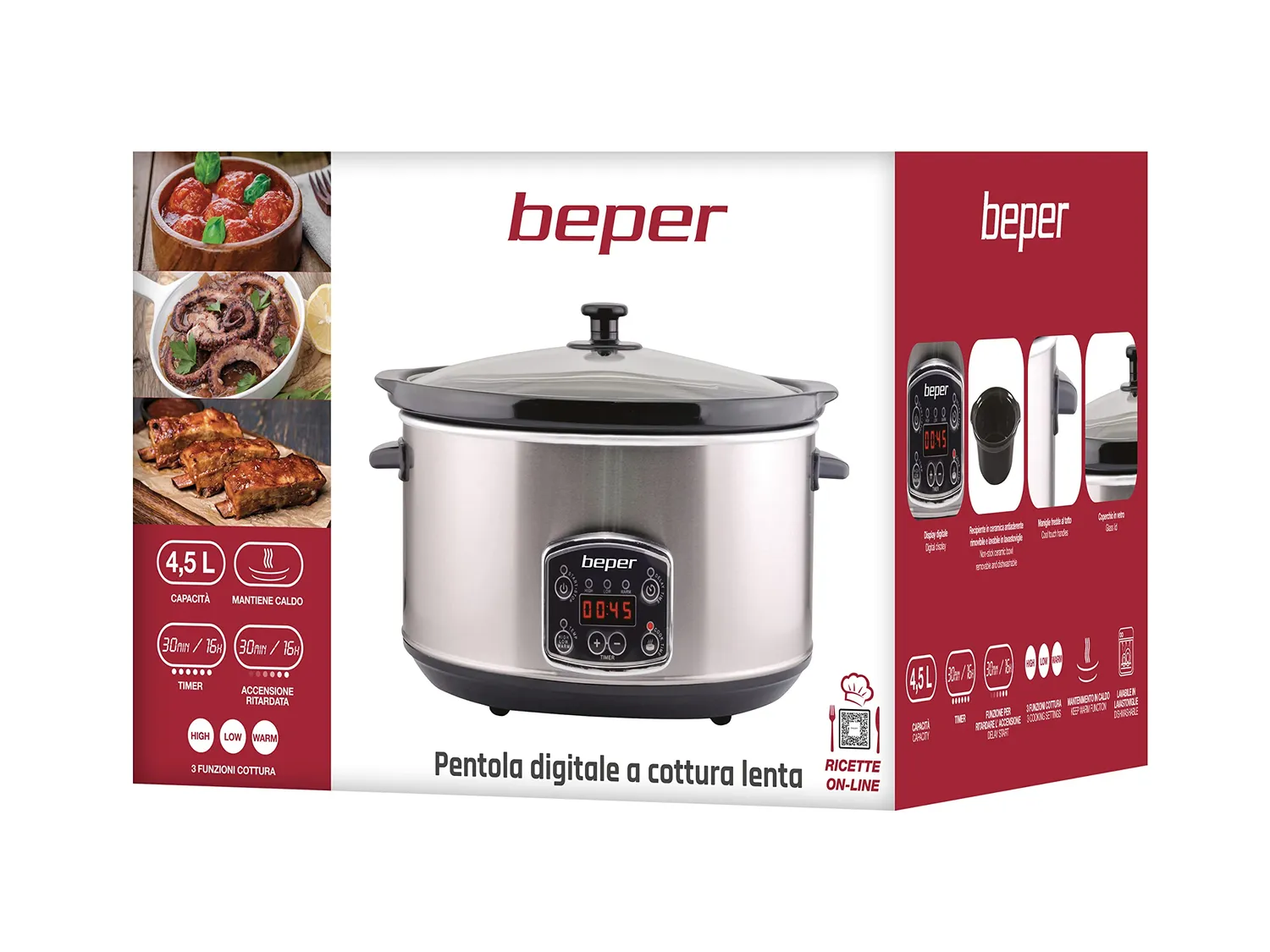 Beper BC.510 mijoteuse électrique 4,5 L noir acier