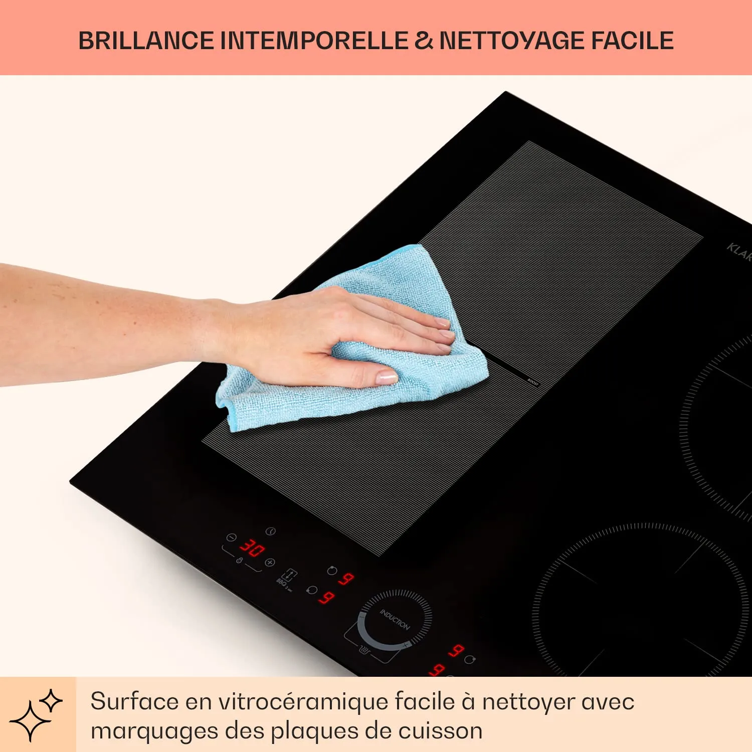 Klarstein plaque induction 4 feux 7000 W 60 cm noire