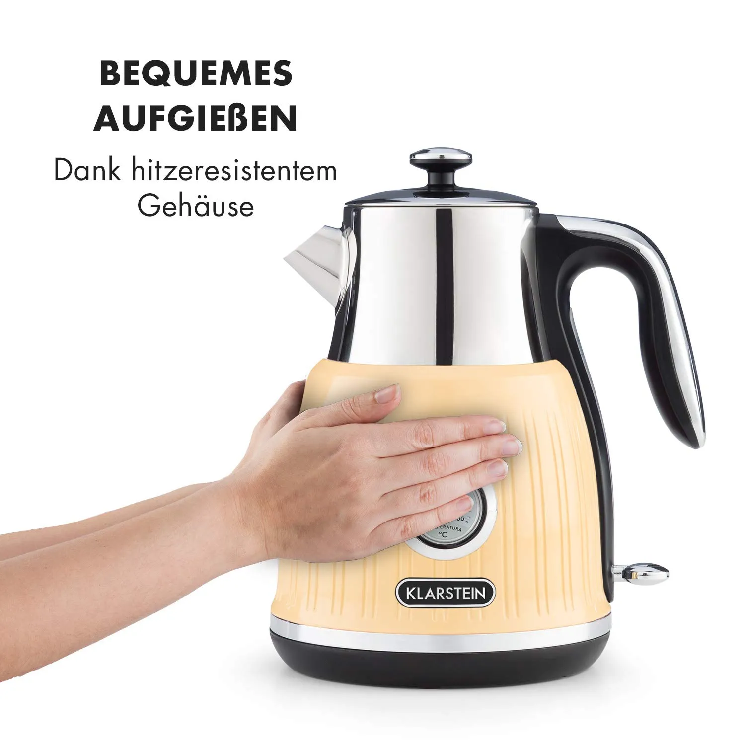 Klarstein Cancan bouilloire électrique 1,6 L crème rétro