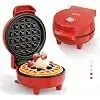 YASHE Mini Gaufrier rouge gaufrier 550W 10 cm antiadhésif