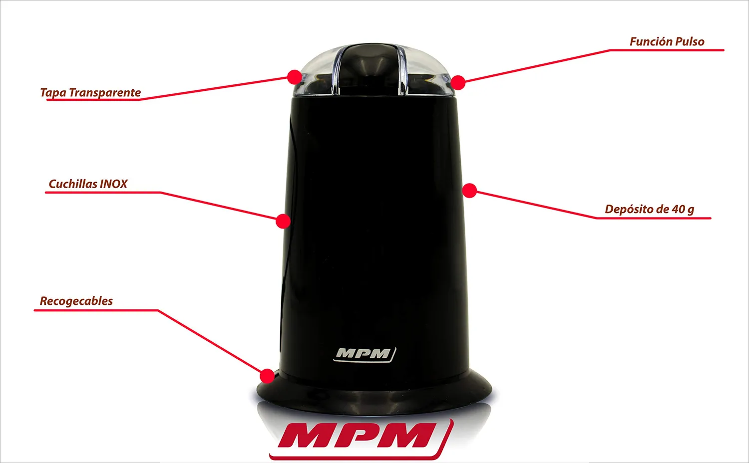 MPM MMK-07/C moulin à café électrique noir 40 g inox