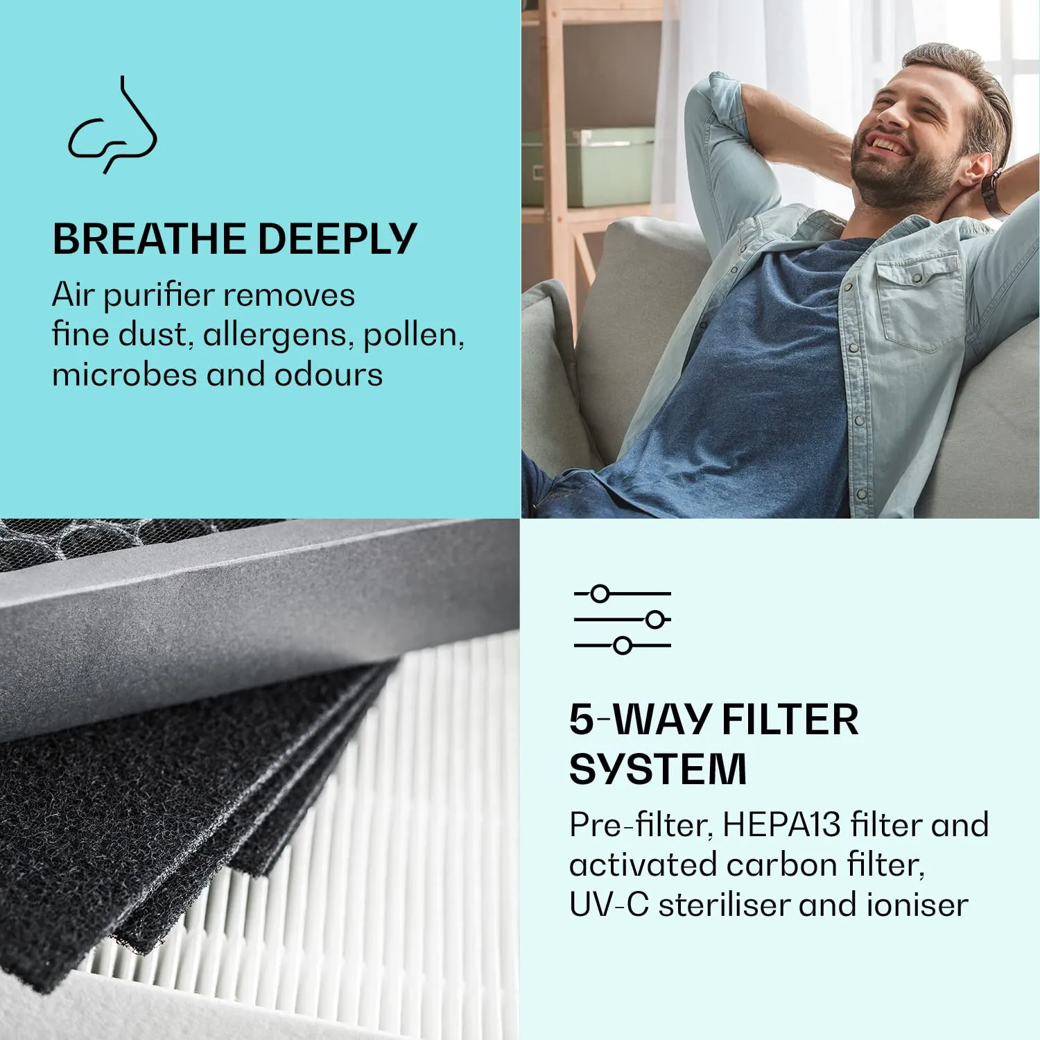 Klarstein Vita Pure 2G purificateur d'air 5-en-1 40m² HEPA