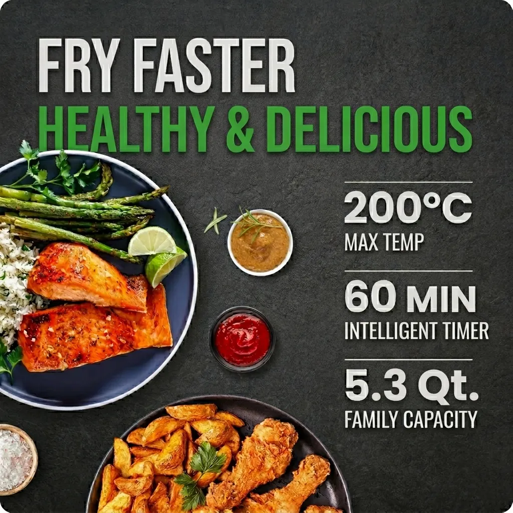 YASHE Air Fryer 3,5L sans Huile 360° Multifonction Croustillant
