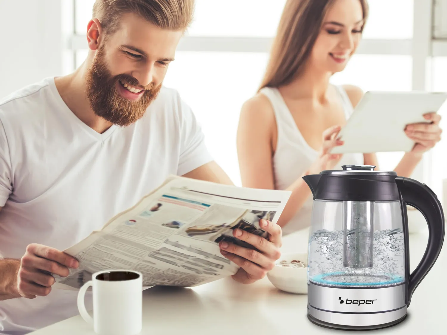 Beper BB.103 bouilloire électrique 1,8 L verre LED