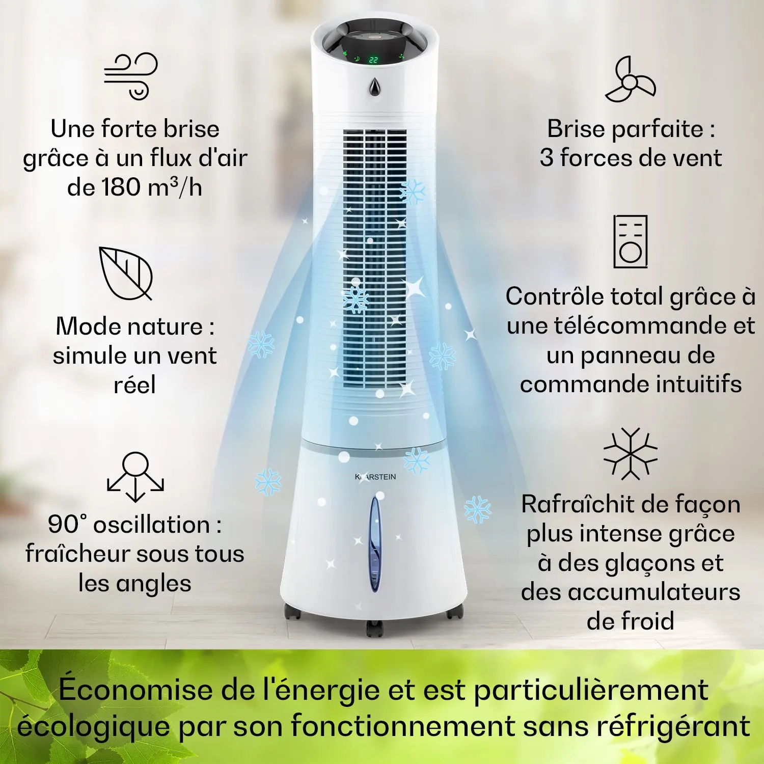 Klarstein rafraîchisseur d’air 5 en 1 45 W 180 m³/h