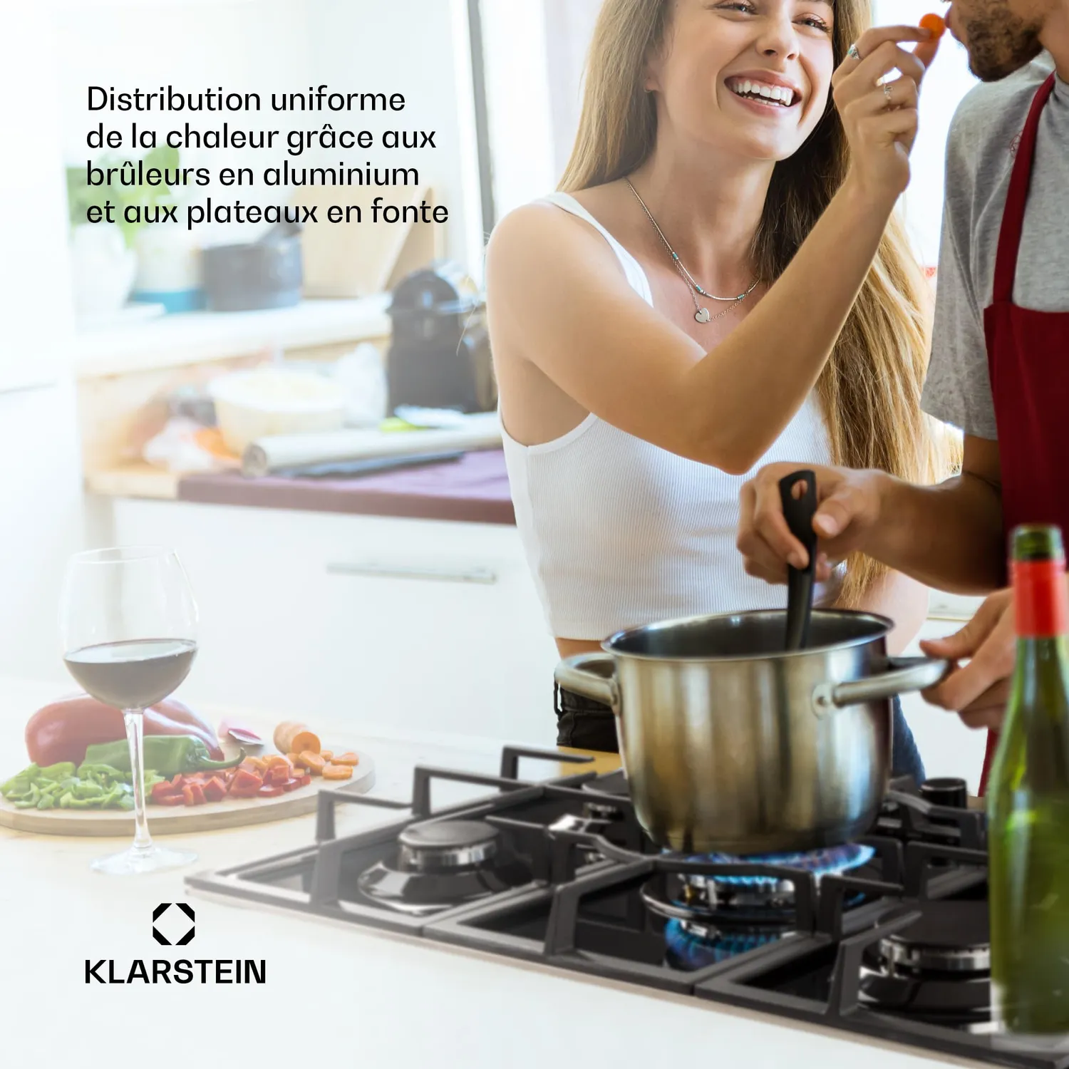 Klarstein Ignito Plaque Gaz 5 Feux Noire Vitrocéramique