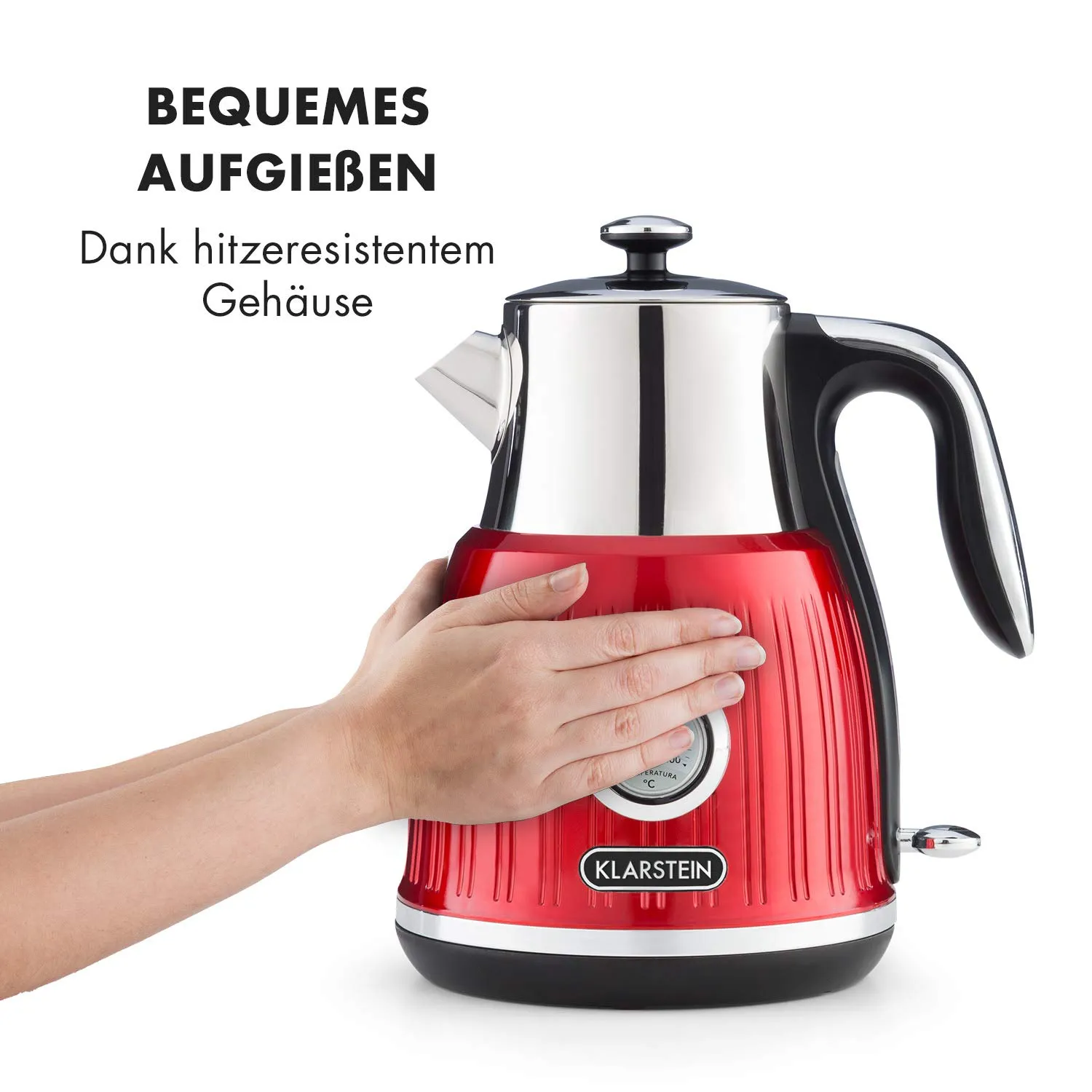 Klarstein Cancan bouilloire électrique 1,6 L rouge rétro