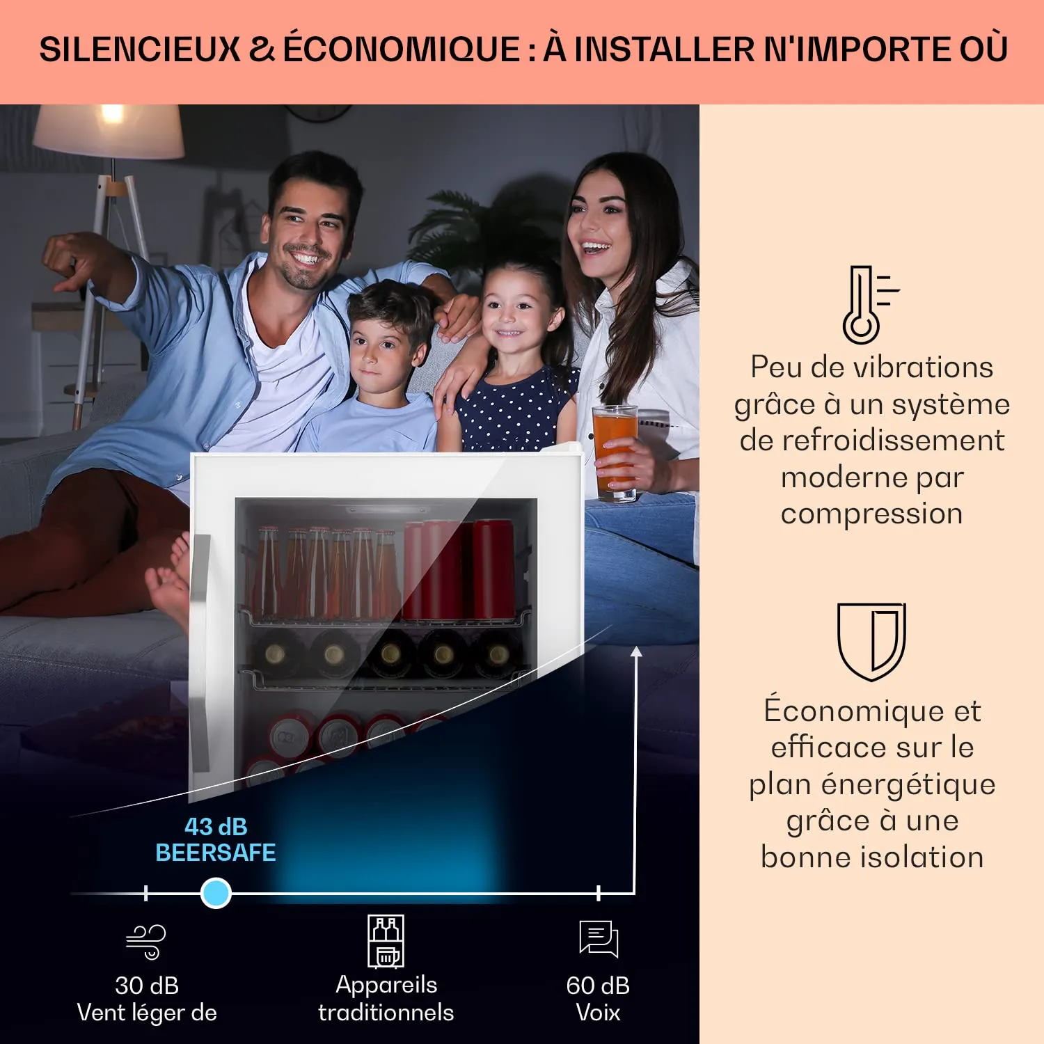 Klarstein mini frigo vitré noir 47 L LED