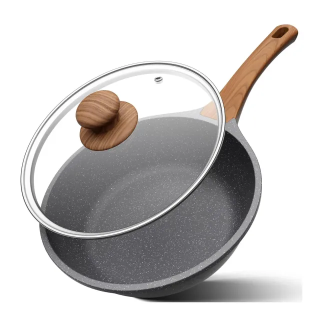 YASHE Poêle Haute 24 cm Antiadhésive avec Couvercle