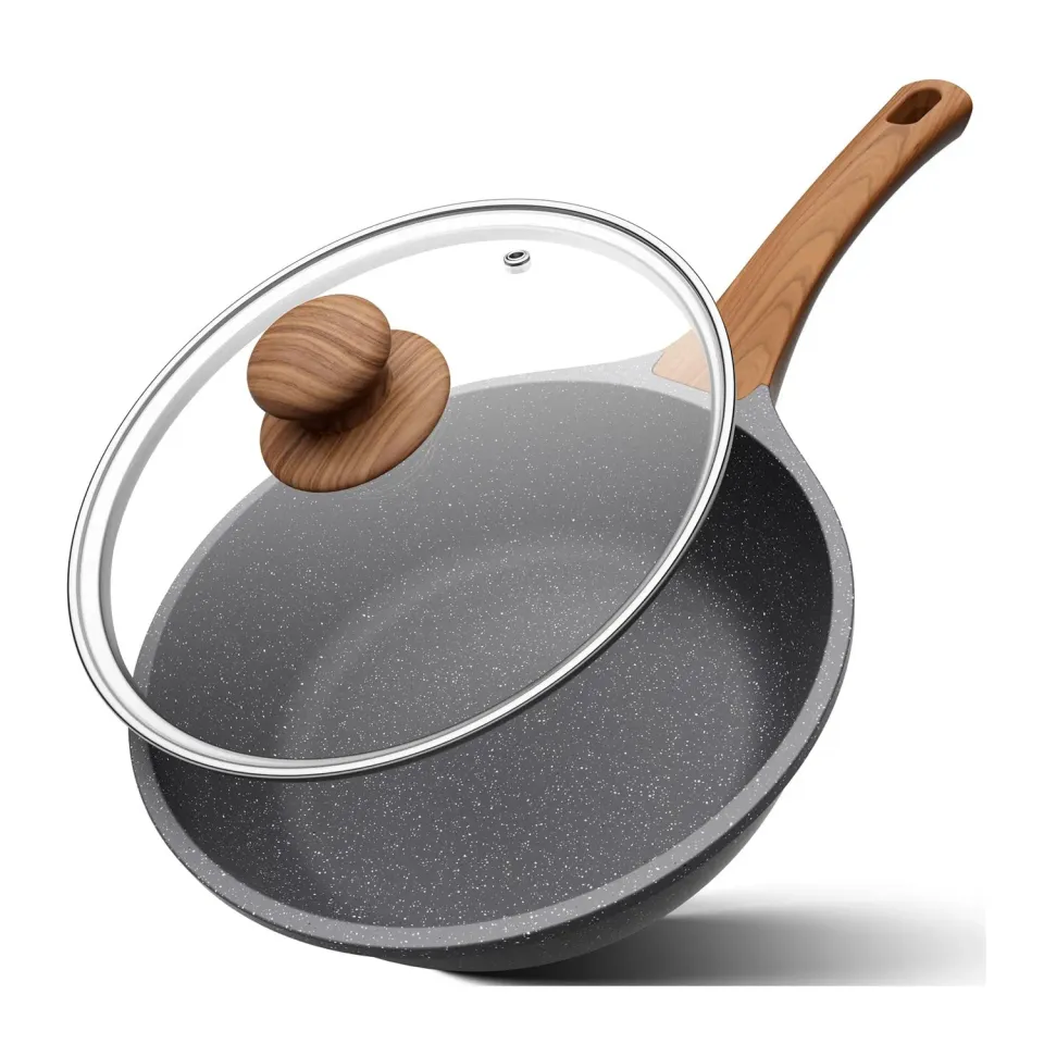 YASHE Poêle Haute 24 cm Antiadhésive avec Couvercle