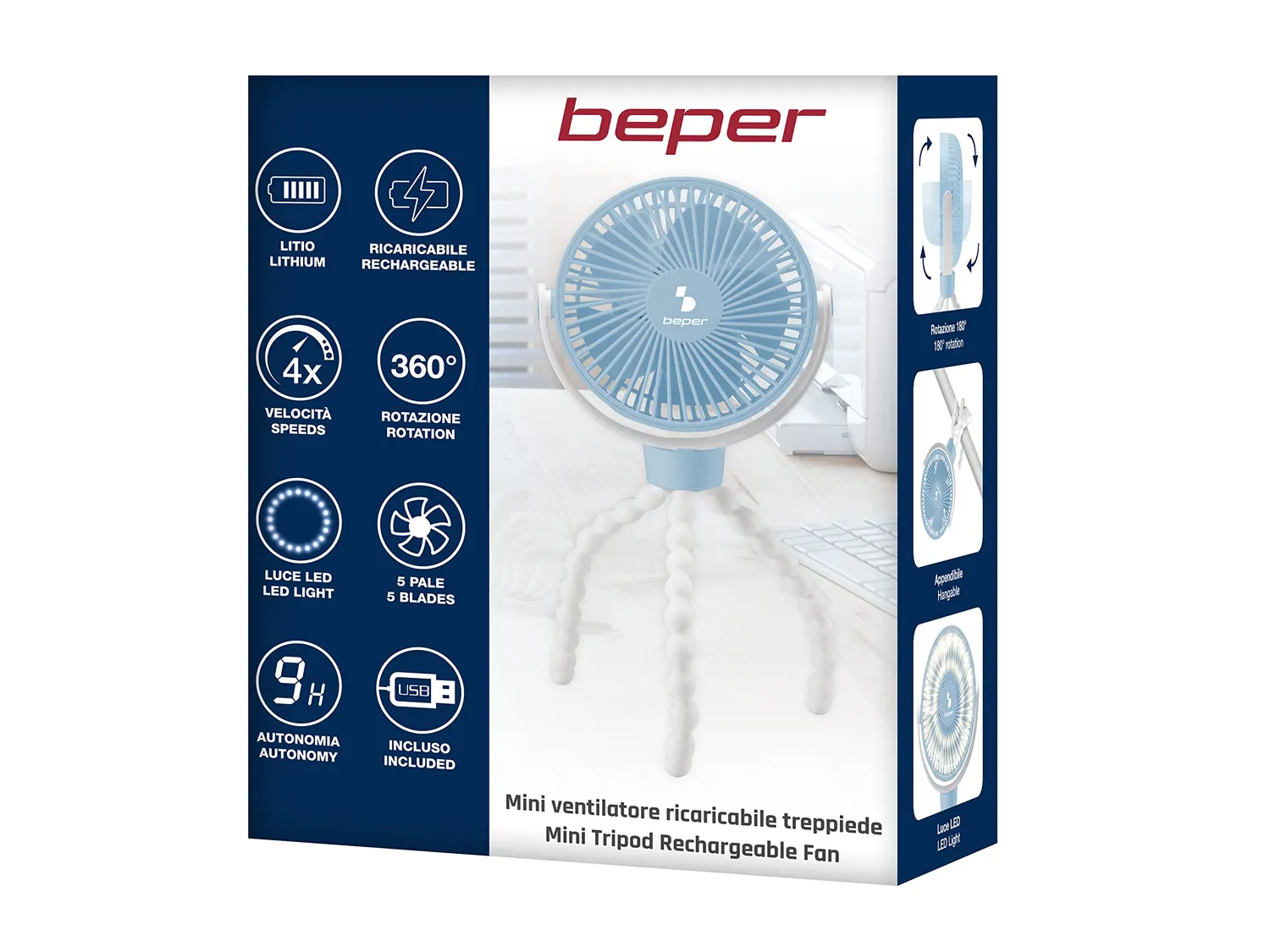 Beper P206VEN430 Ventilateur USB Flexible LED