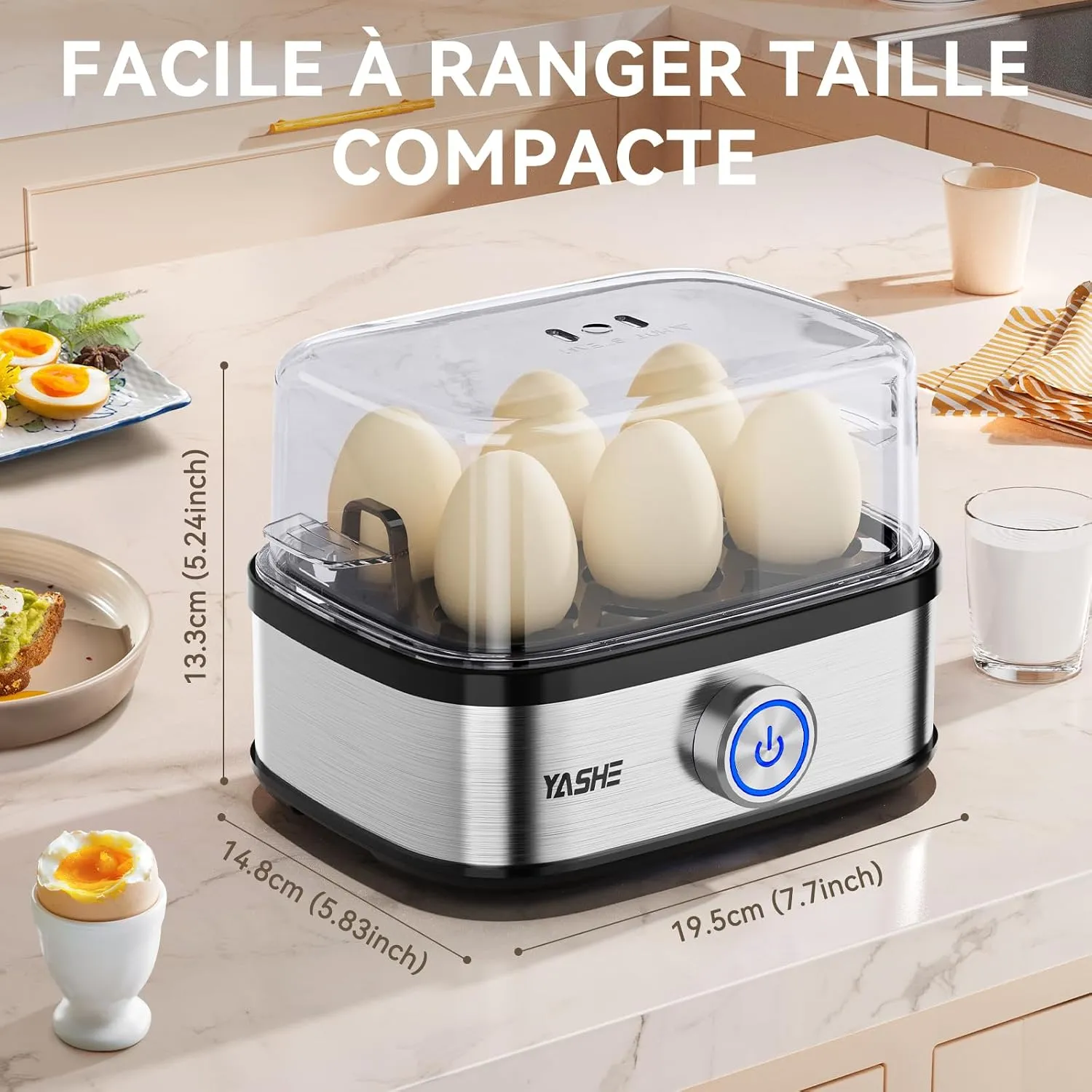 YASHE Cuiseur à Œufs Compact 400W 6 Œufs