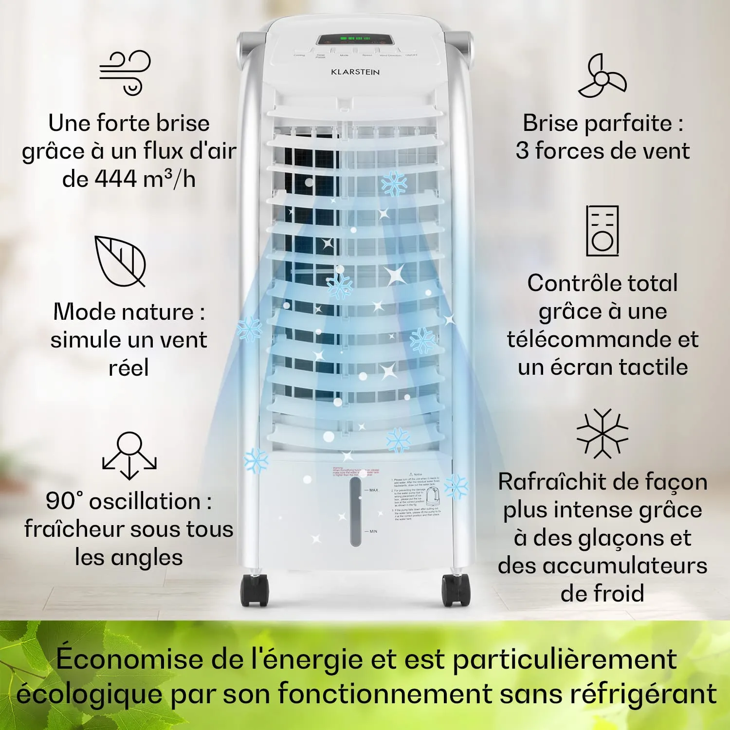 Klarstein rafraîchisseur d'air 4-en-1 6 L noir 65 W