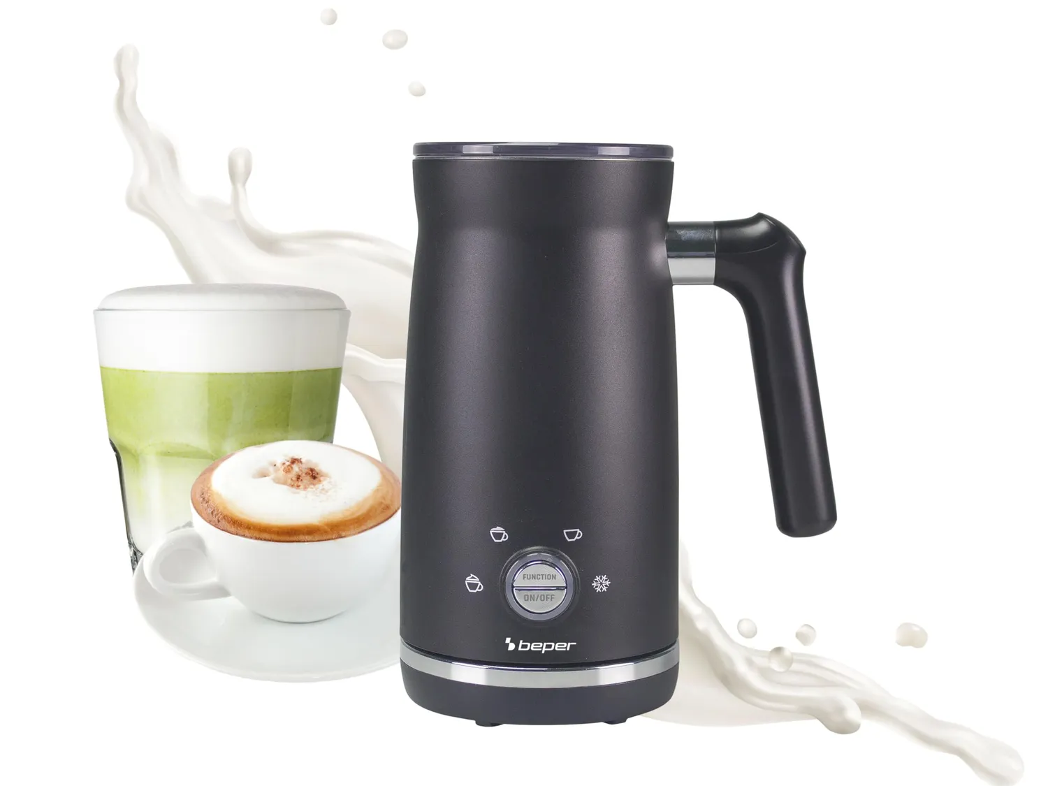 Beper P101CAF001 mousseur lait électrique 300 ml noir 4 fonctions