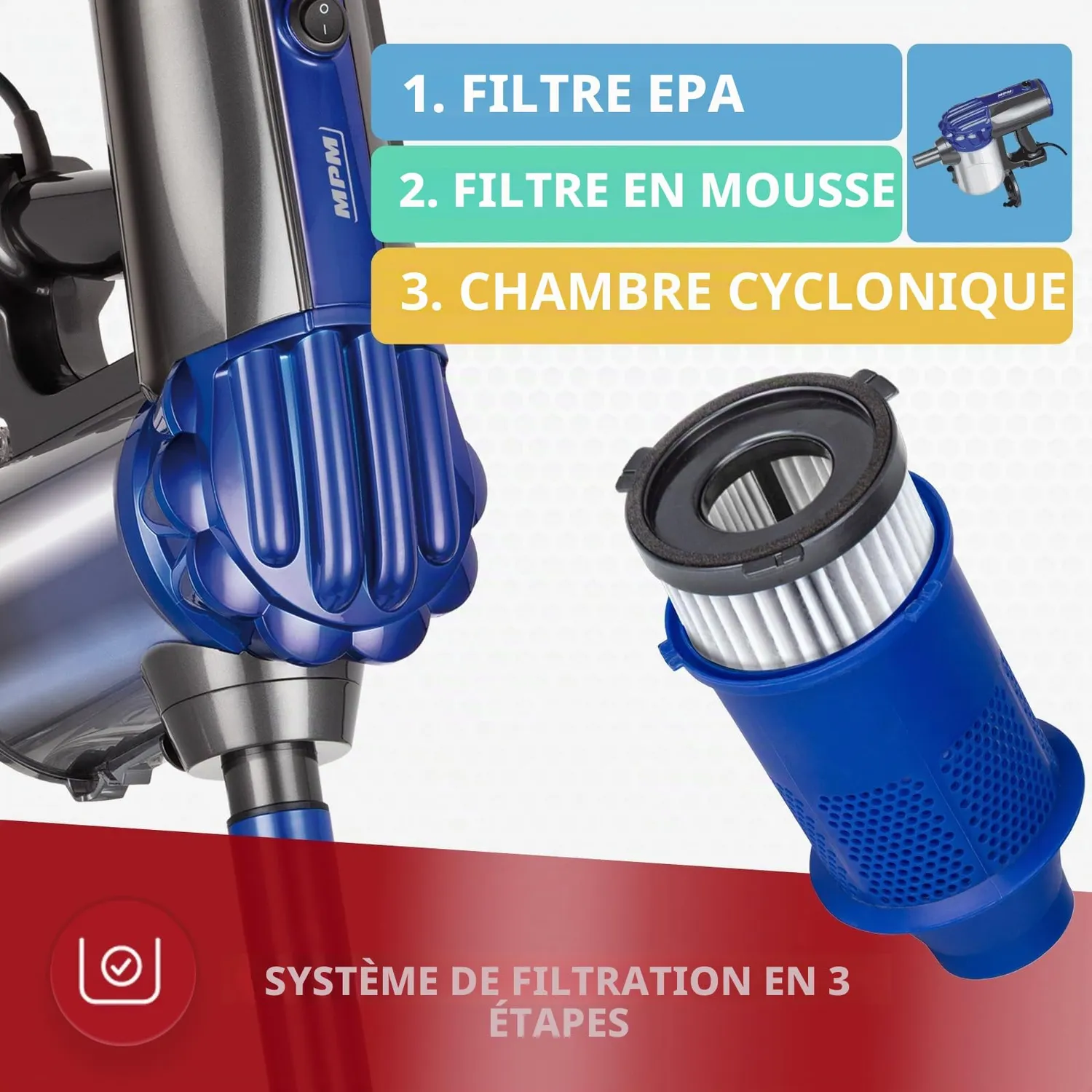 MPM MOD-34 aspirateur balai bleu 600W sans sac