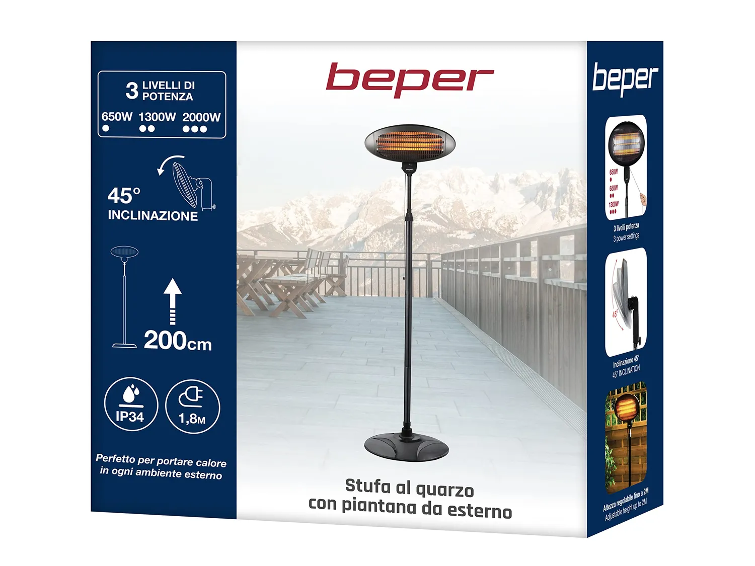 Beper P203PAN002 chauffage extérieur 2000 W sur pied