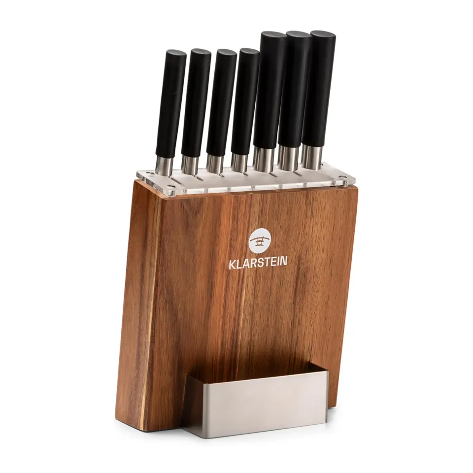 Klarstein set 7 couteaux cuisine inox bloc chêne