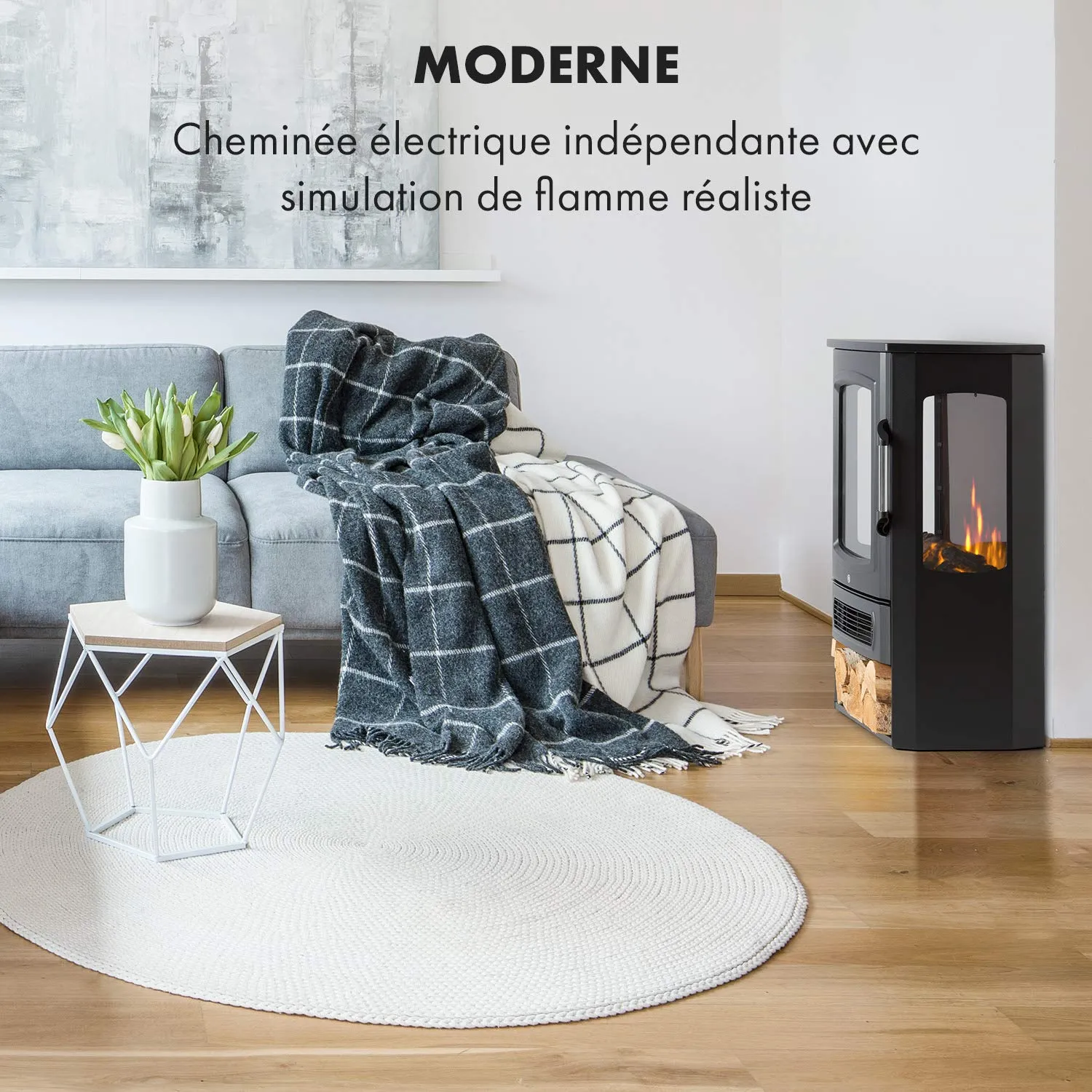 Klarstein Cheminée Électrique 2000W effet flamme LED