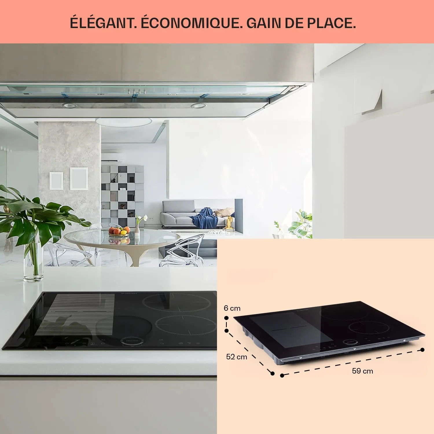 Klarstein plaque induction 4 feux 7000 W 60 cm noire
