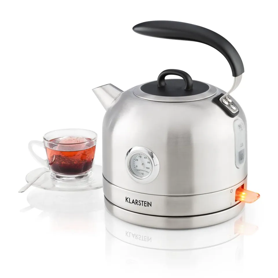Klarstein Carlina bouilloire électrique rétro 1,7L inox