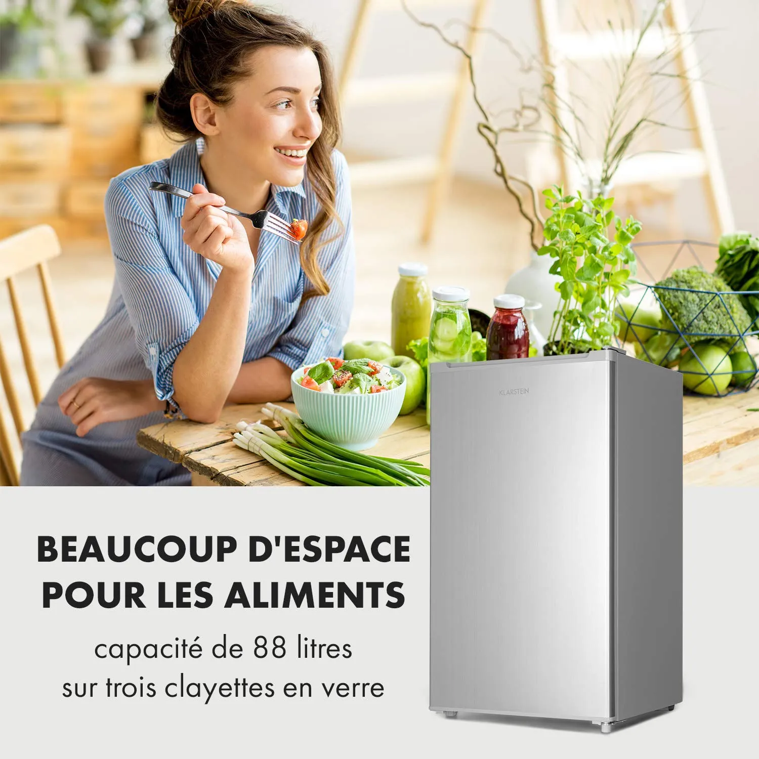 Klarstein Hudson réfrigérateur compact 88 L Argent 7 niveaux