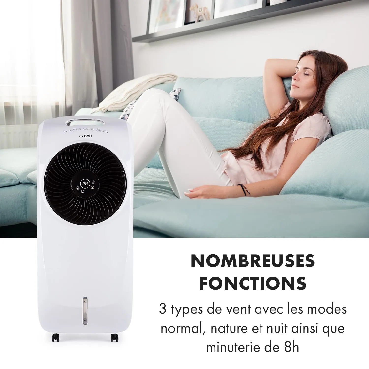 Klarstein rafraîchisseur air mobile 5-en-1 blanc 110 W