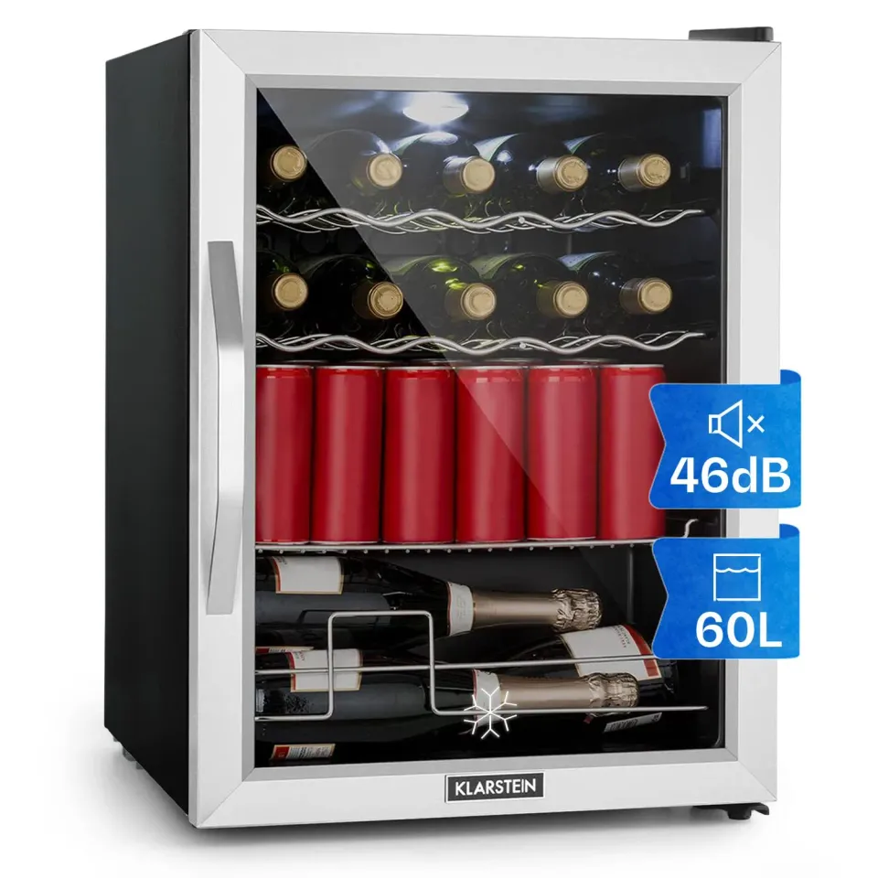 Klarstein mini frigo chambre 60 L porte vitrée inox silencieux