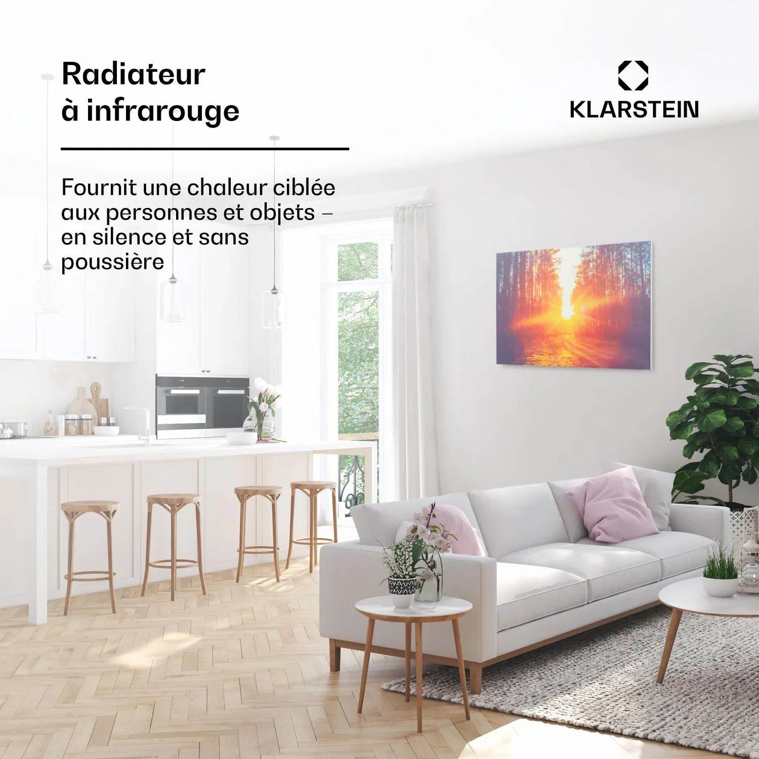 Klarstein radiateur infrarouge mural 90x60 cm 580W