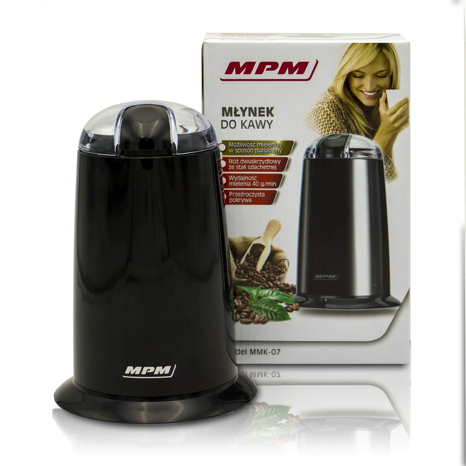 MPM MMK-07/C moulin à café électrique noir 40 g inox