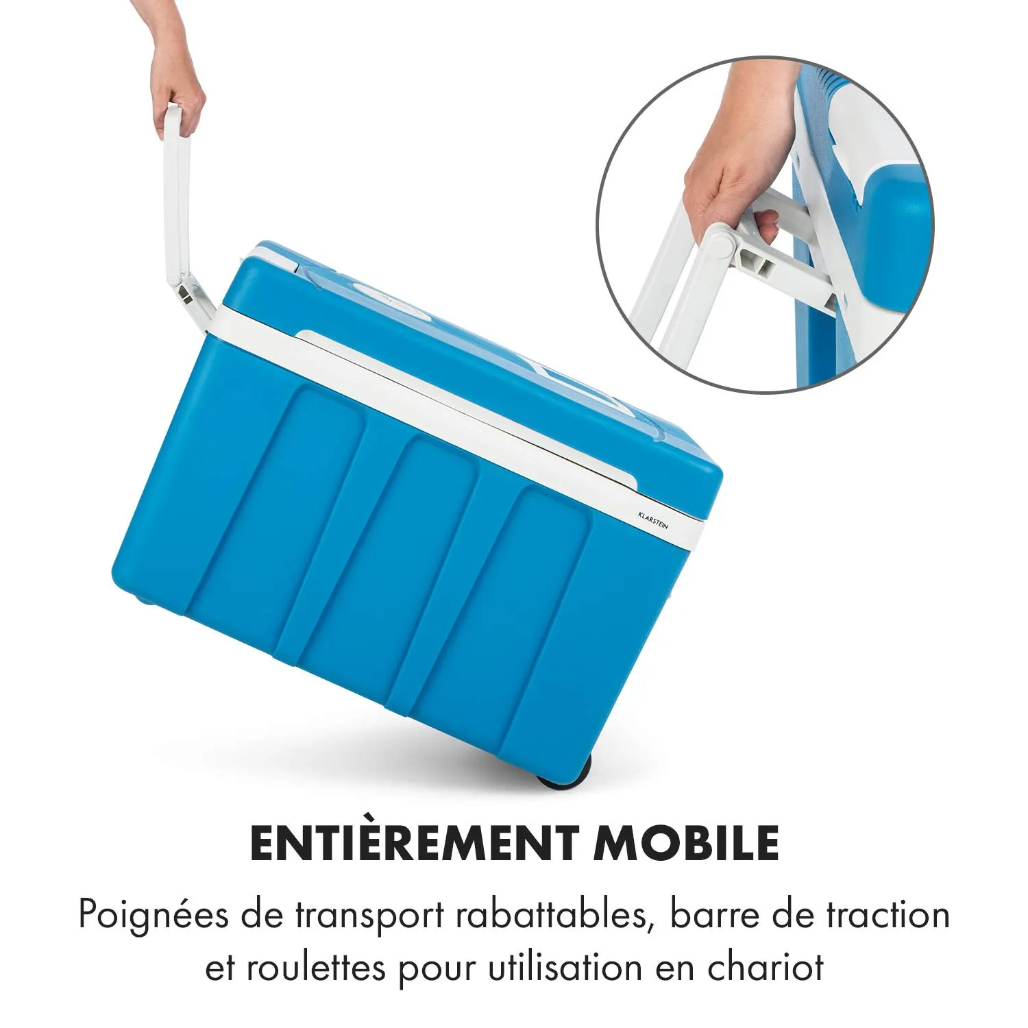 Klarstein BeerPacker glacière 50 L bleue 12V/230V roulettes