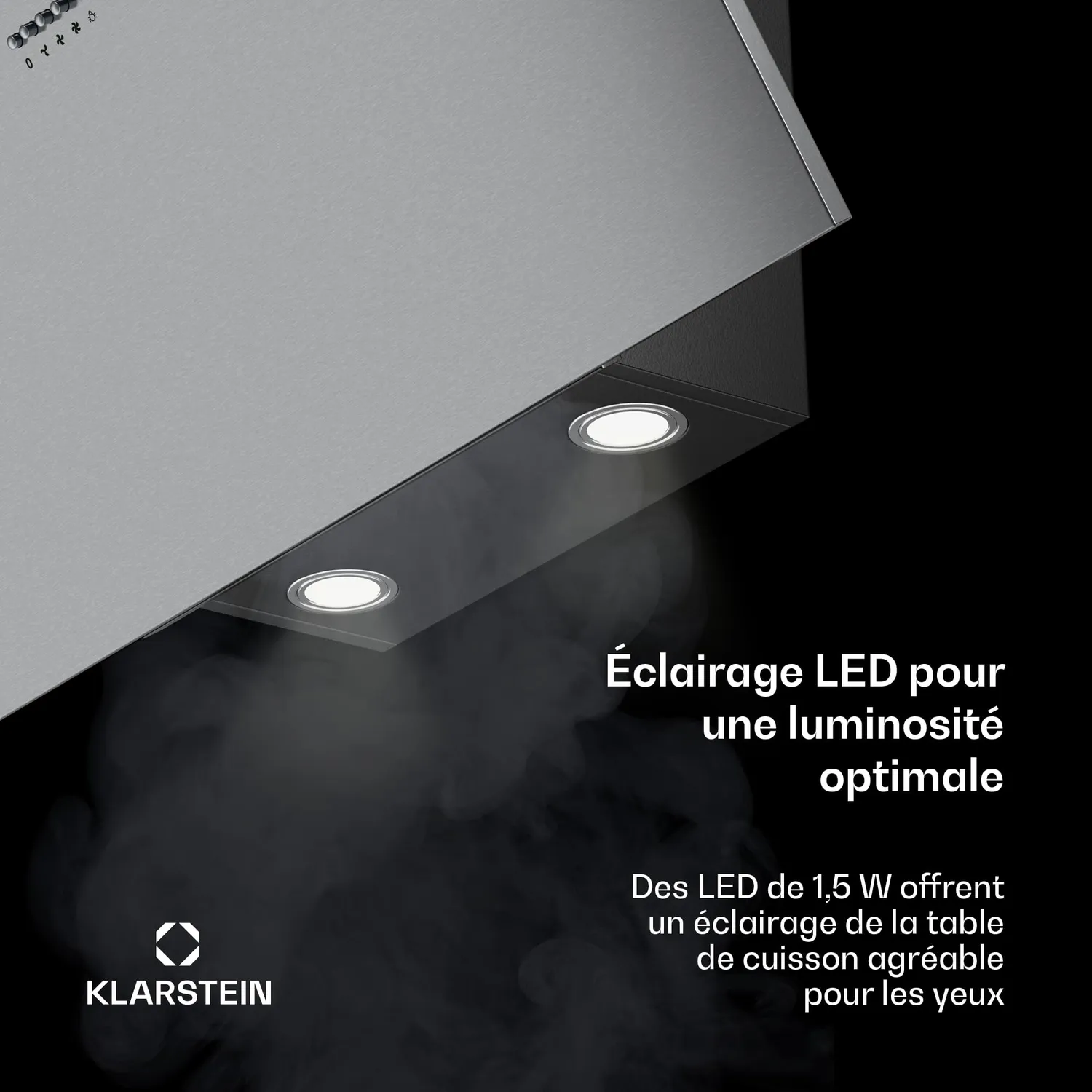 Klarstein Silver Lining hotte murale inclinée 90 cm argent 568 m3/h