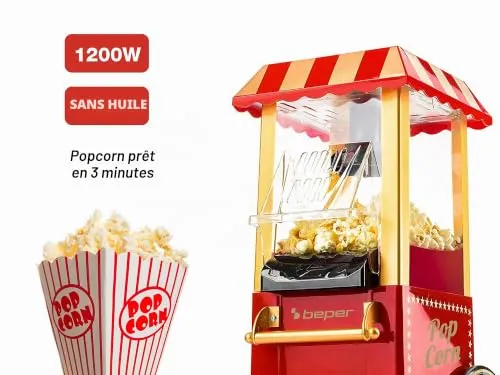 Beper BT.651Y machine à popcorn 1200 W rouge or