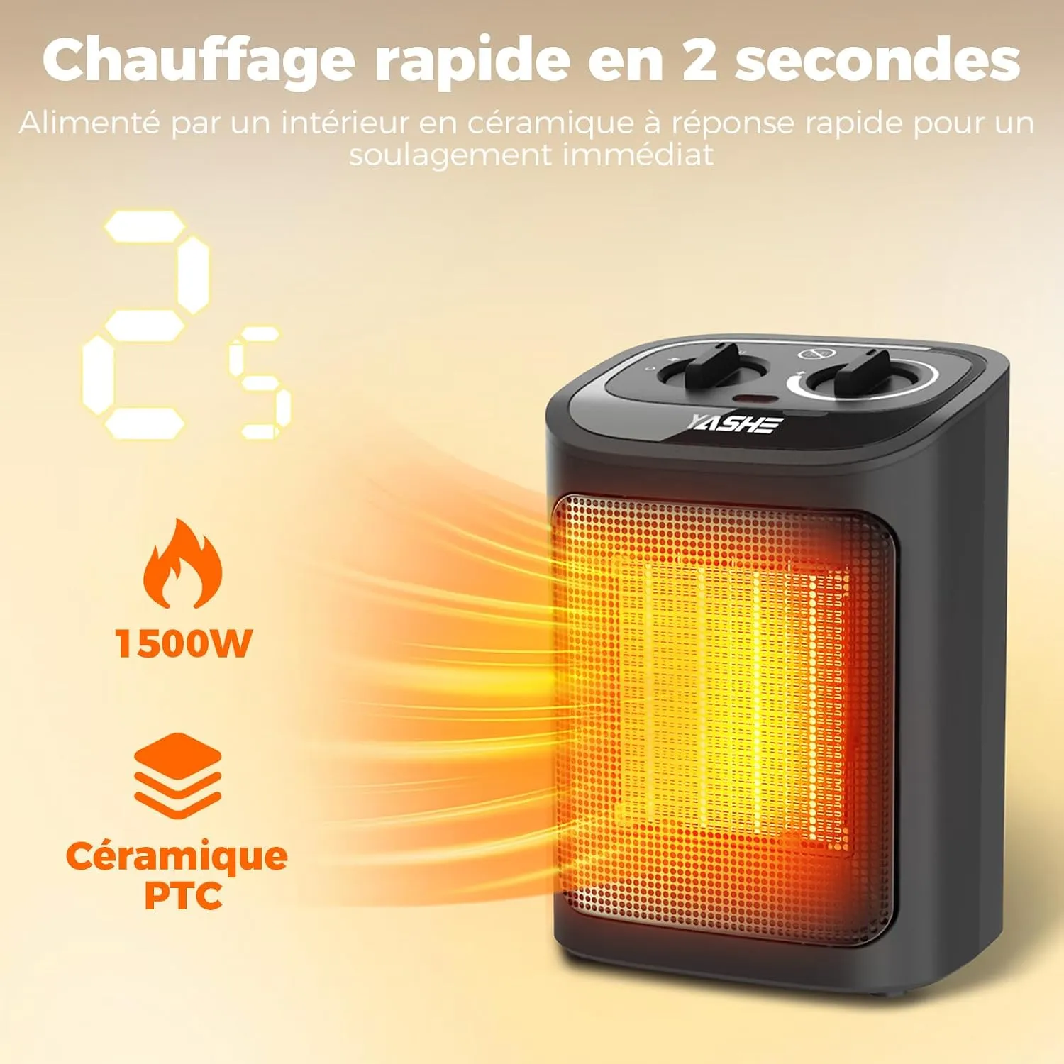 YASHE PTC 1500W radiateur céramique silencieux