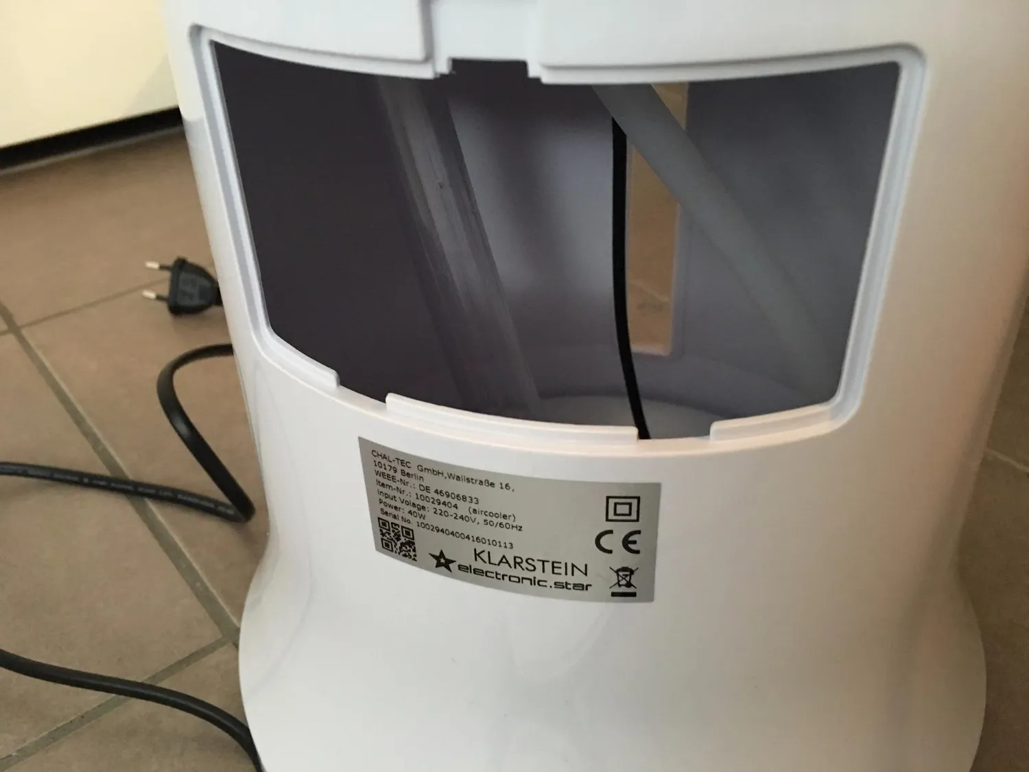 Klarstein 4 en 1 rafraîchisseur d’air 2,5L ioniseur 40W