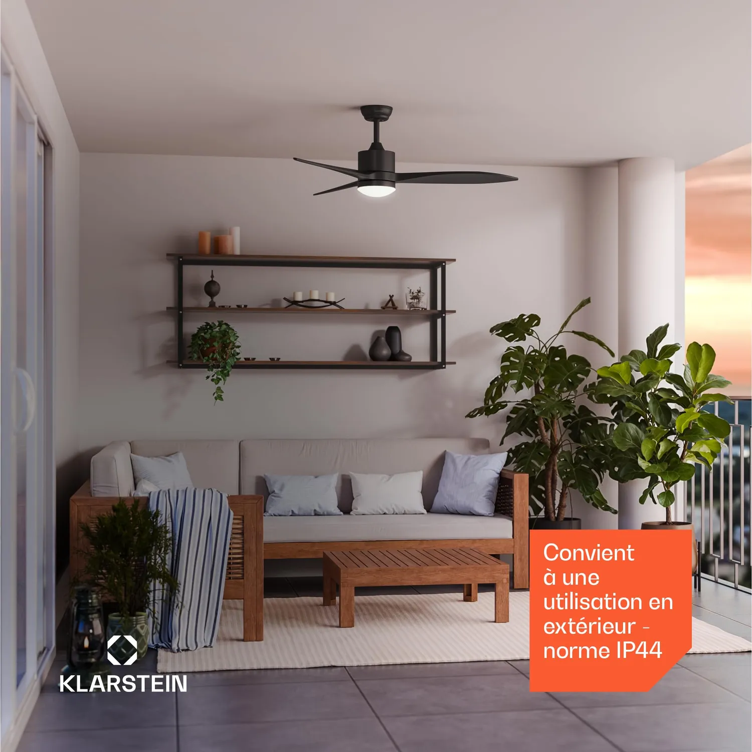 Klarstein SkyBreeze ventilateur plafond 132cm noir