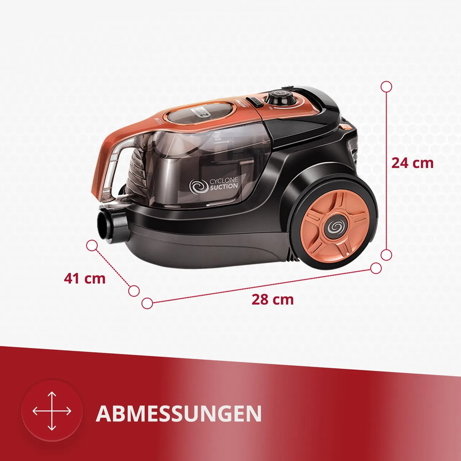 MPM MOD-25 aspirateur sans sac 1,1 L noir/orange cyclonique