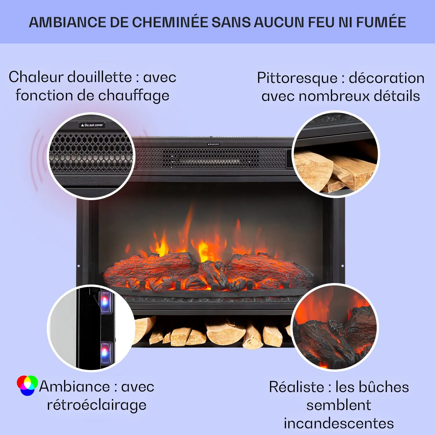 Klarstein Studio Light & Fire cheminée électrique 1900 W LED