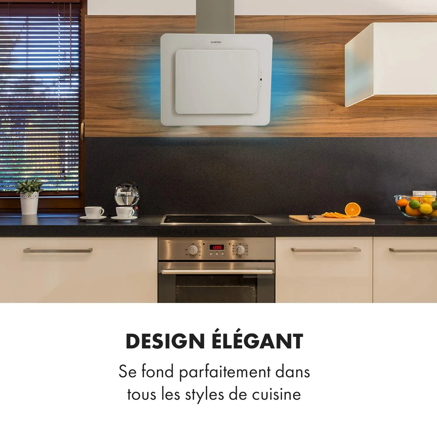 Klarstein Helena hotte inclinée 60 cm blanc 553 m³/h