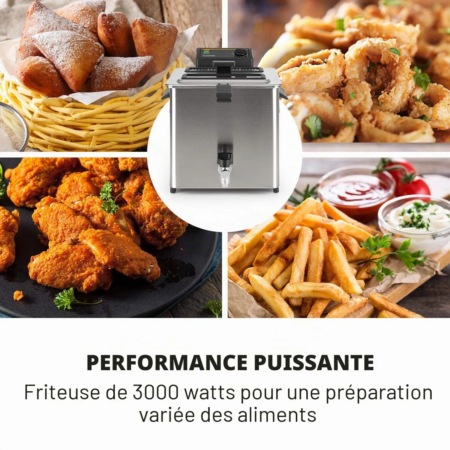 Klarstein Family Fry friteuse 8L 3000W inox vidange huile