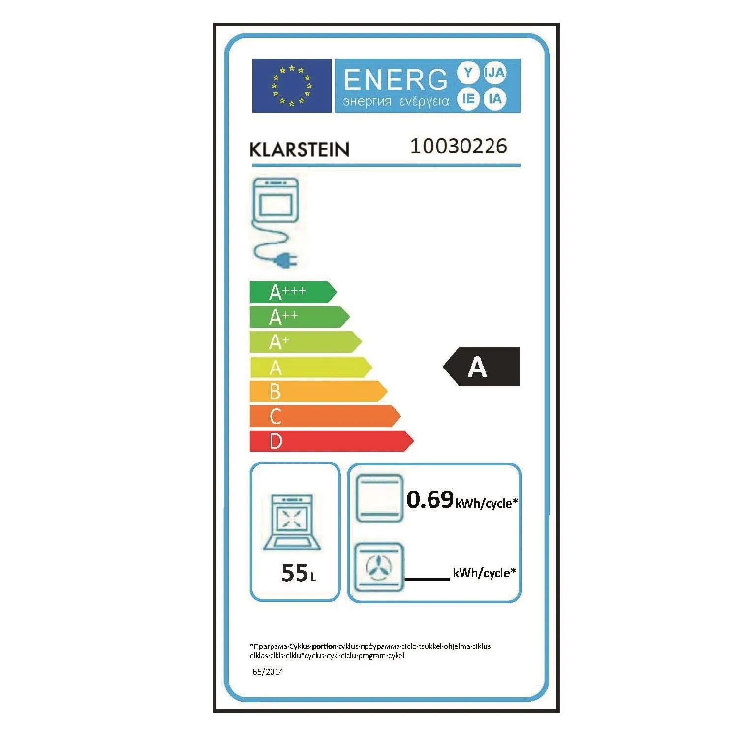 Klarstein Vilhelmine Four Encastrable Blanc 55 L Classe A
