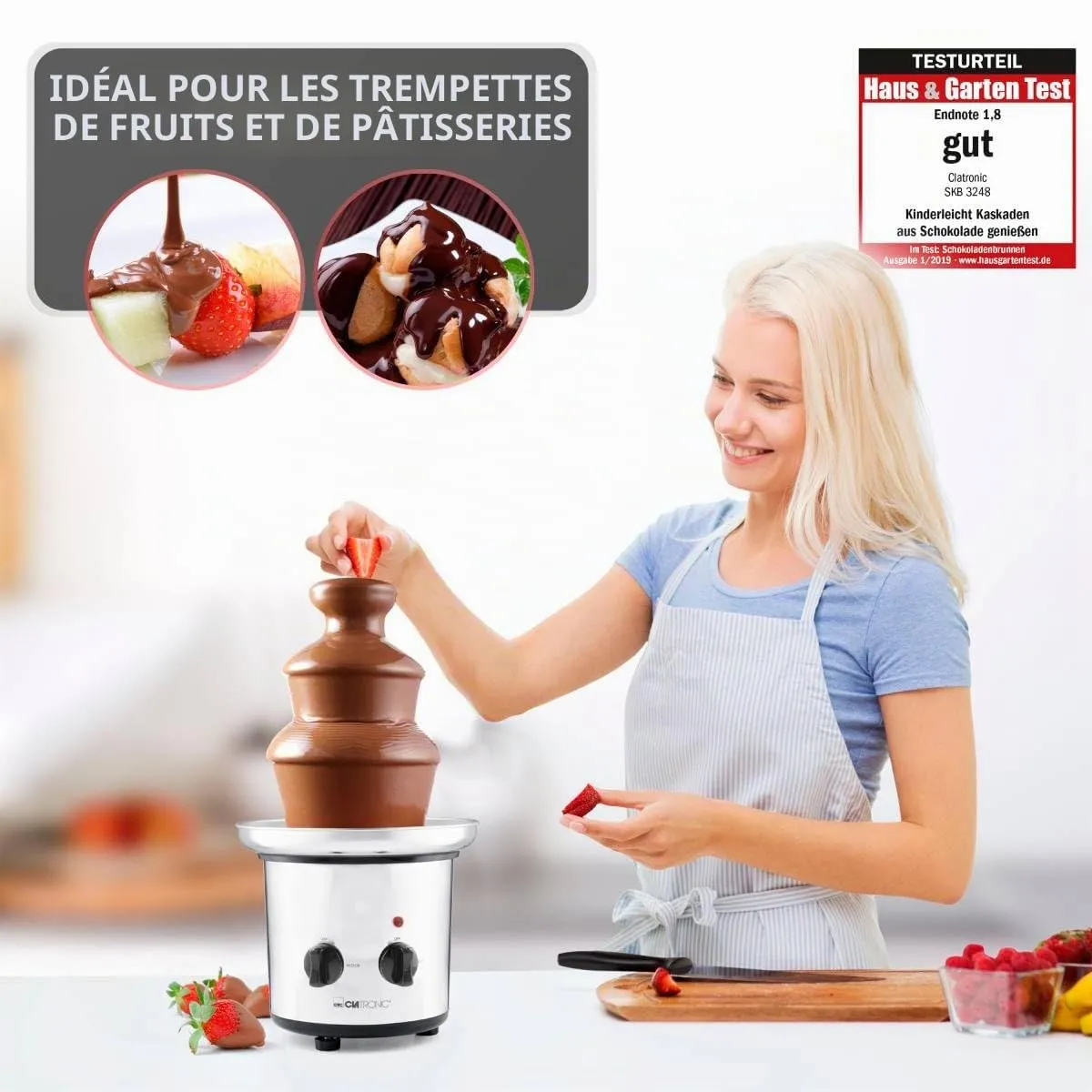 Clatronic SKB 3248 fontaine à chocolat inox