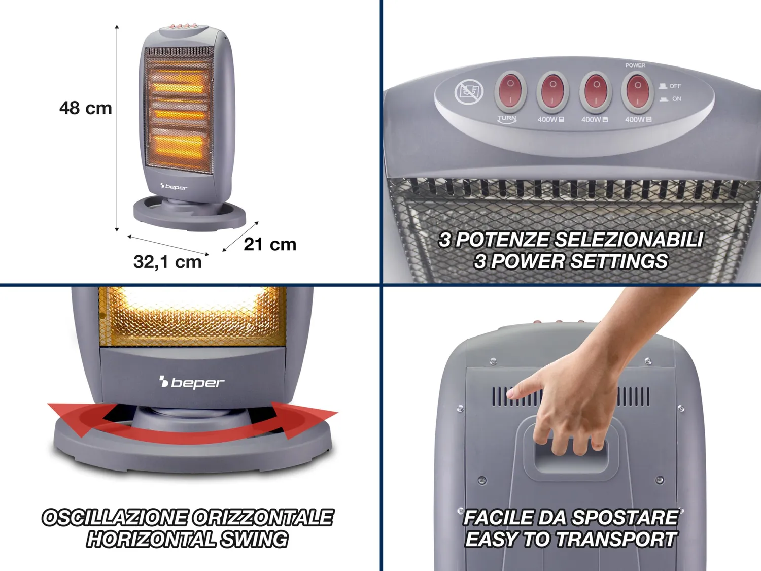 Beper P203PAN011 panneau radiant halogène gris 1200W