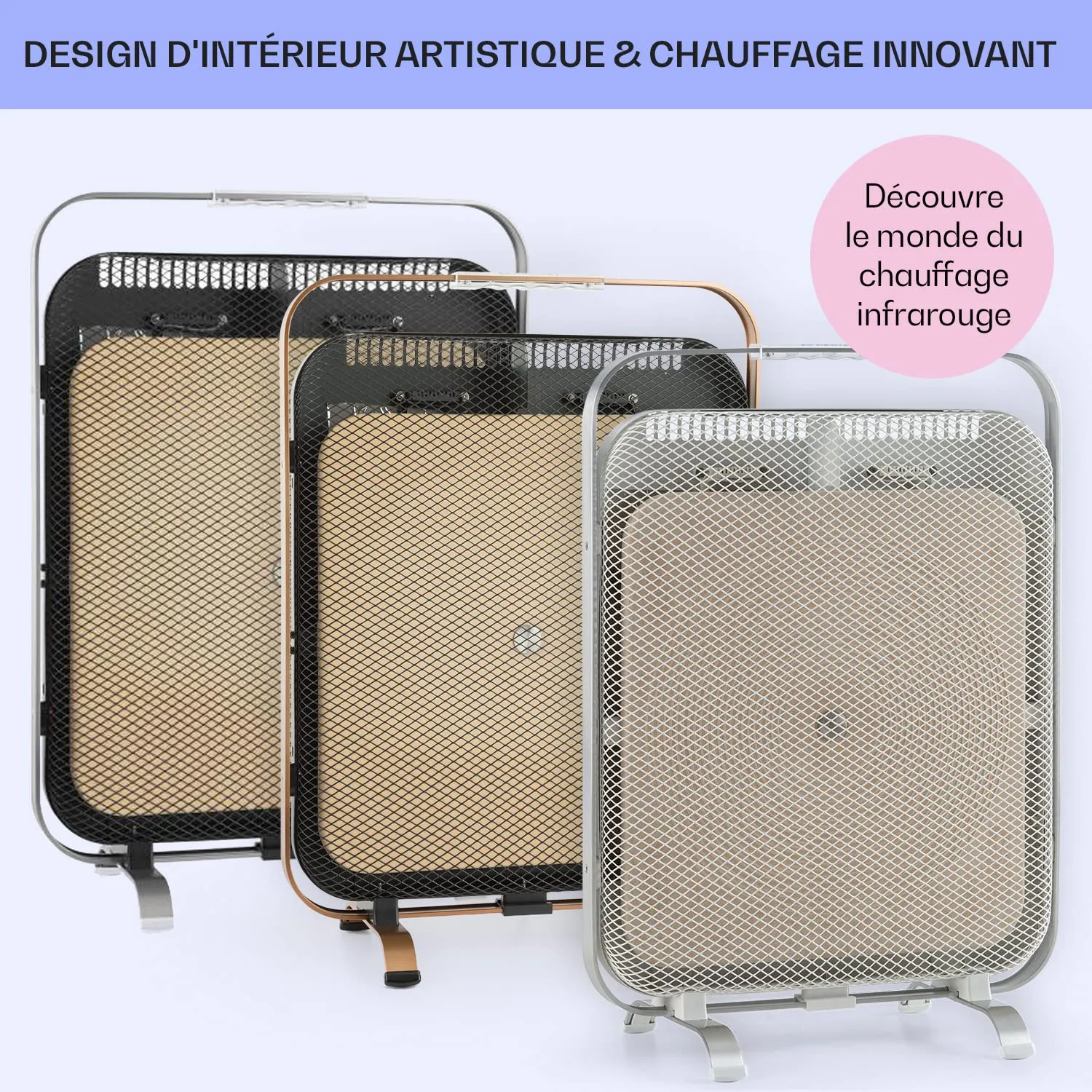 Klarstein HeatPal Marble radiateur infrarouge alu brossé 1300 W