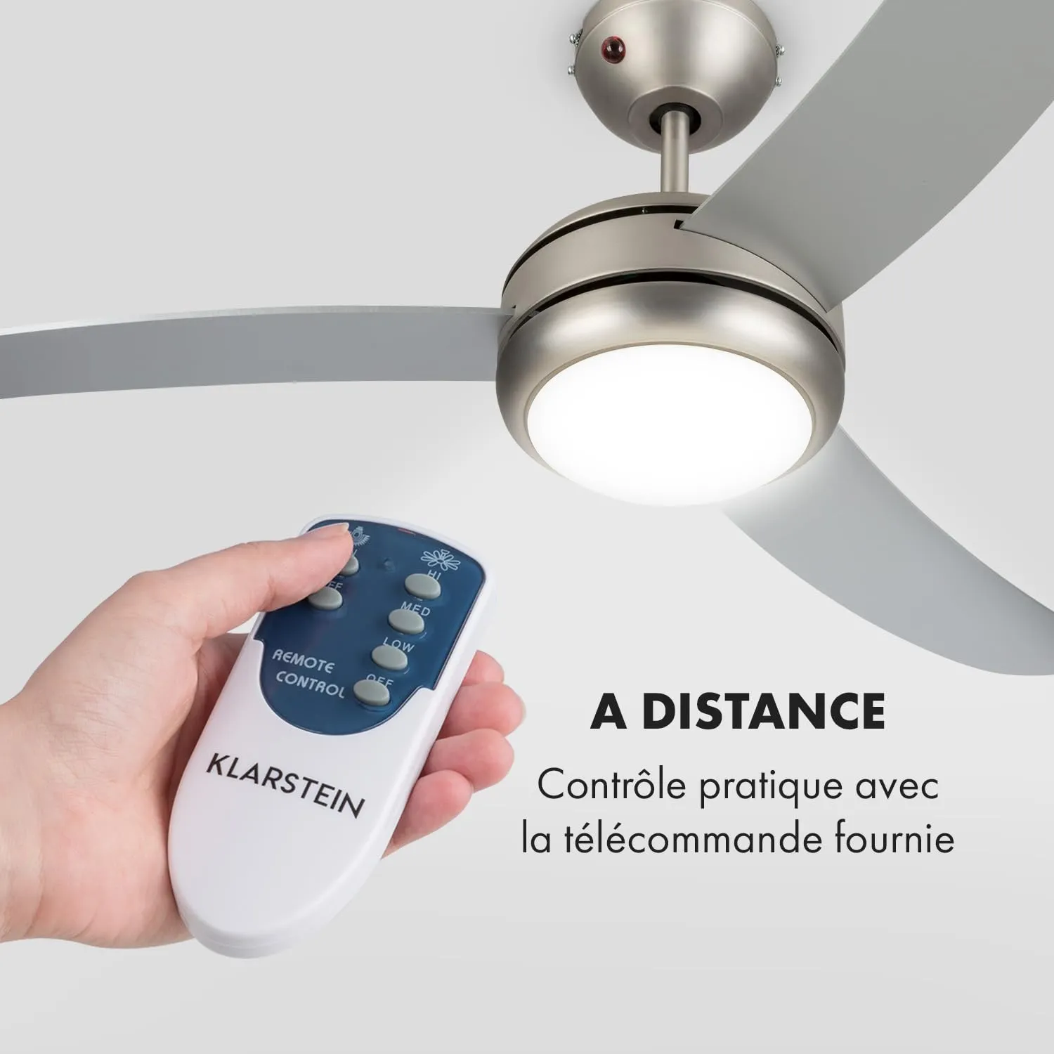 Klarstein El Paso ventilateur de plafond blanc 132 cm avec luminaire