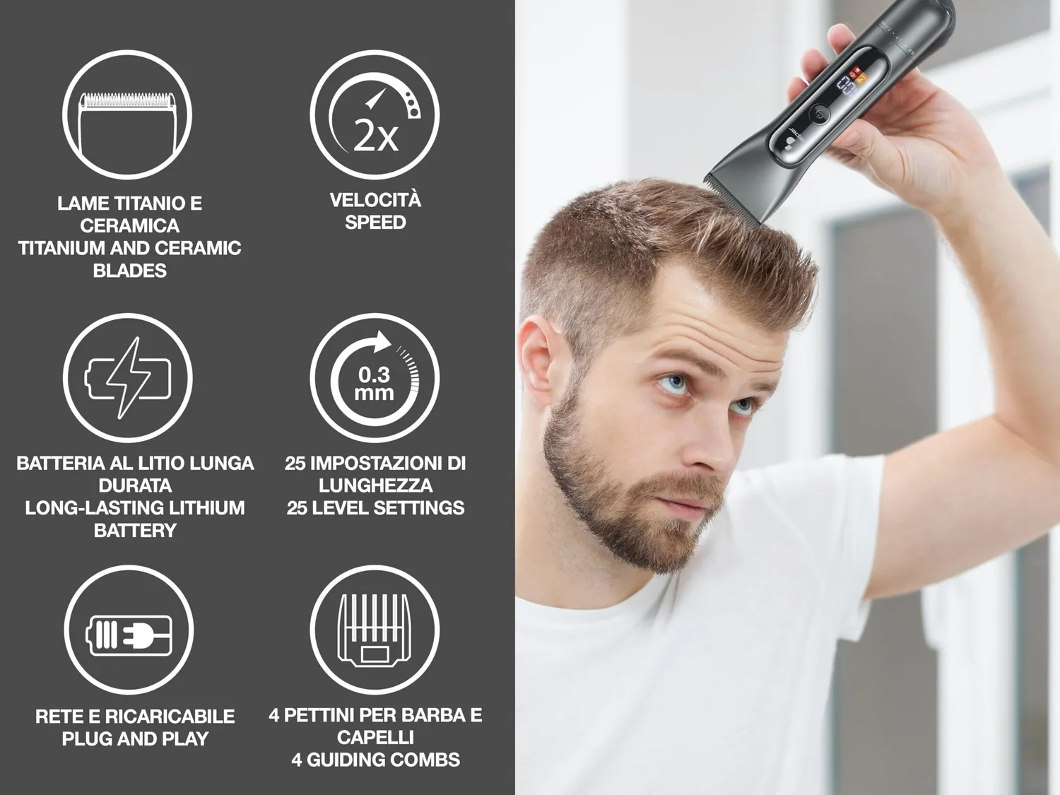 Beper P304CAP010 tondeuse cheveux titane céramique USB-C
