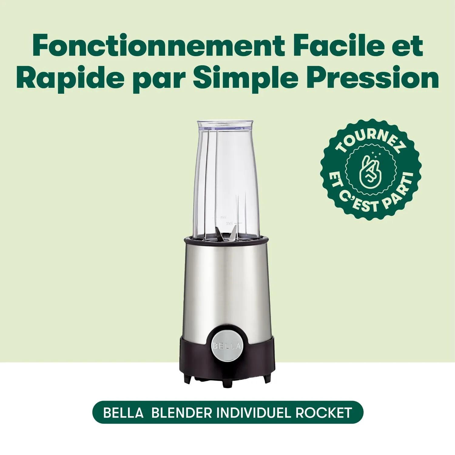 bella Rocket Extract mixeur 12 pièces acier noir 285 W