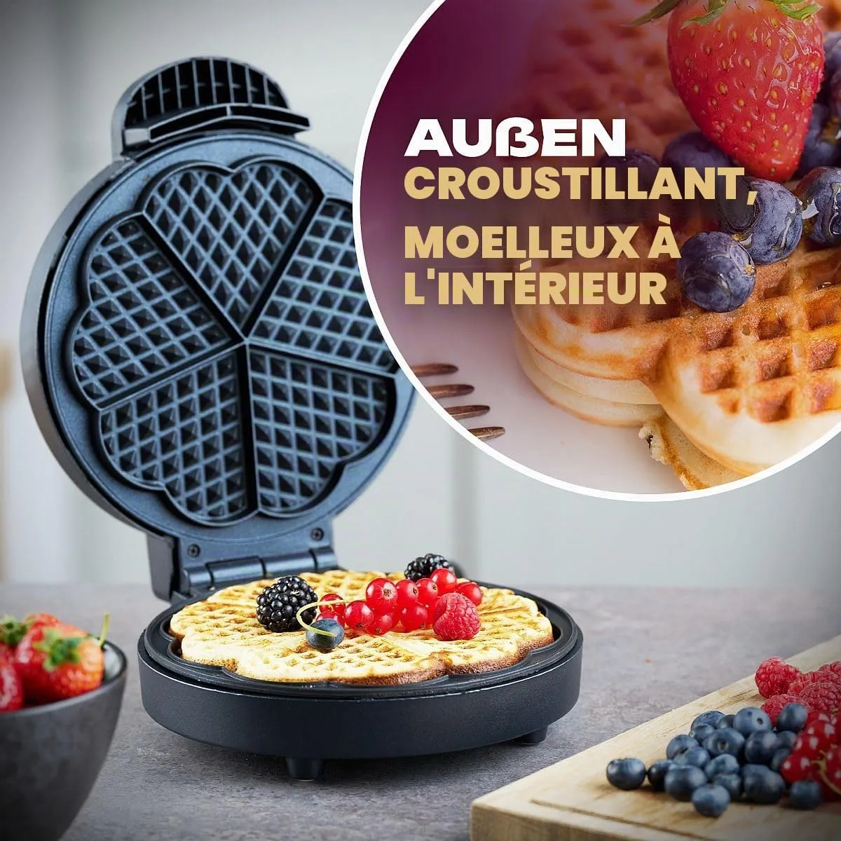 Clatronic WA 3492 gaufrier cœur 18 cm 1000 W