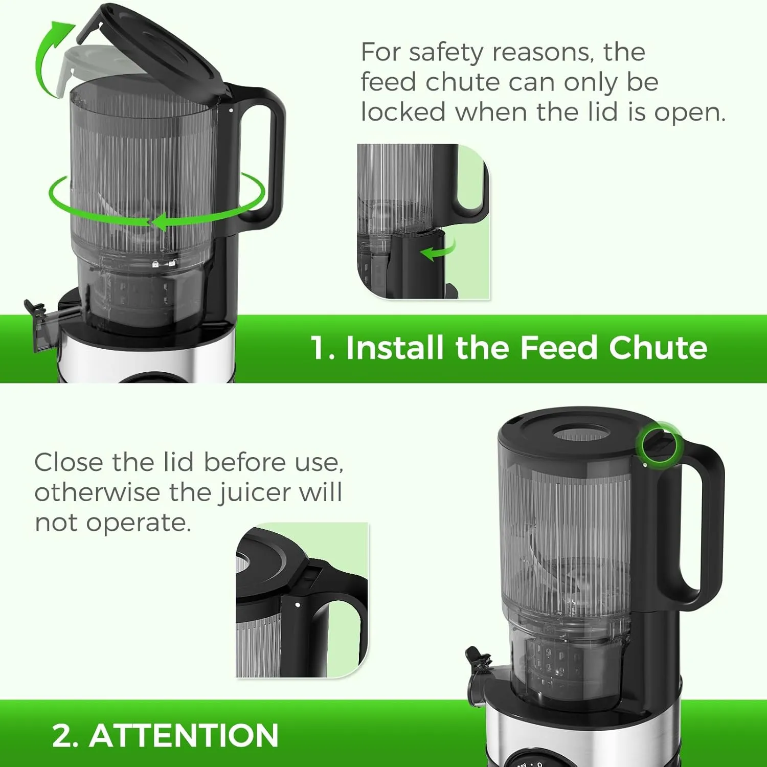YASHE Extracteur de Jus 200W goulotte 12,7 cm