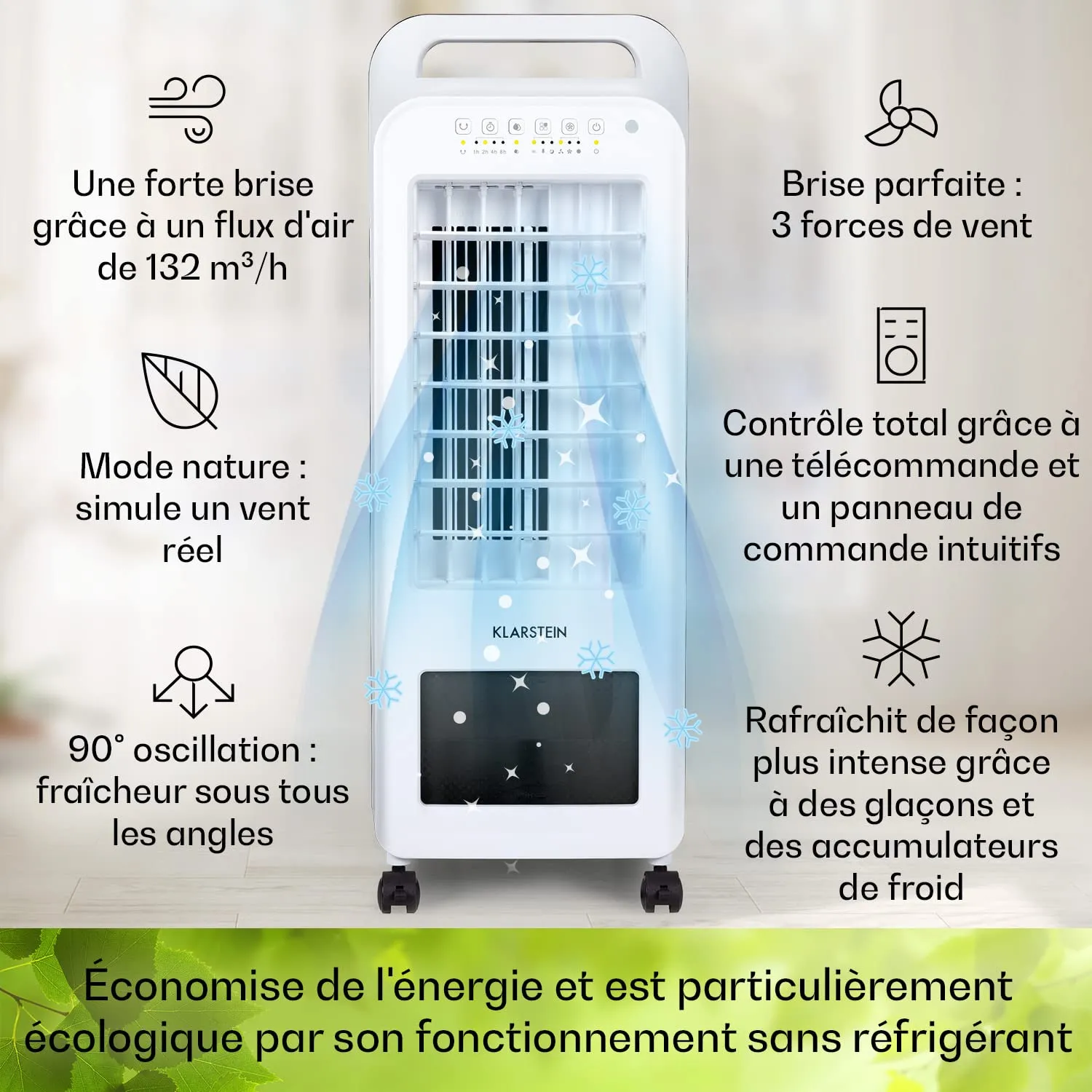 Klarstein rafraîchisseur d'air 4 en 1 5,5 L 45 W