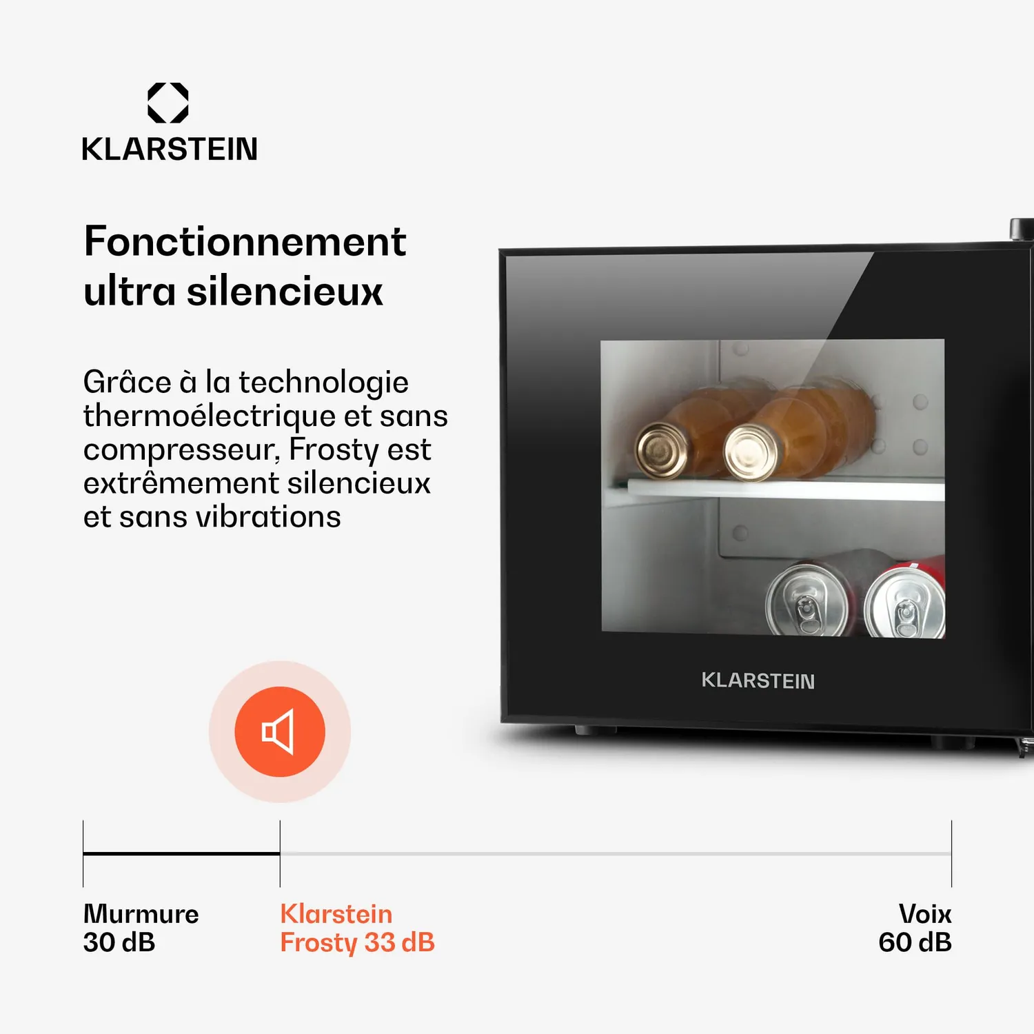 Klarstein Frosty Mini mini frigo 10 L noir silencieux 30 dB